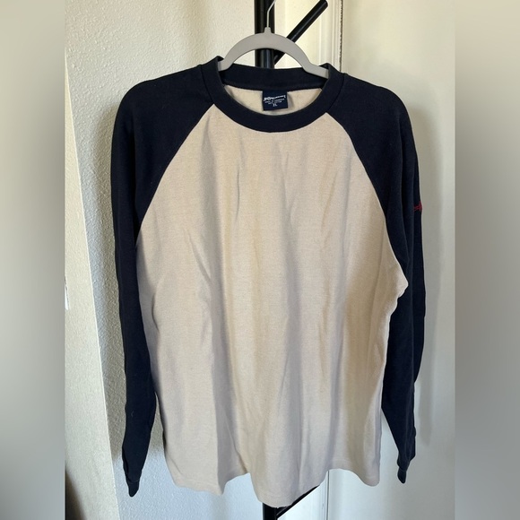 Y2K Billabong Navy Blue and Tan Long Sleeve Thermal Shirt - Picture 1 of 5